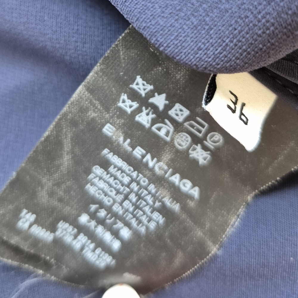 Balenciaga Blouse Blue Asymmetrical Hem Long Sleeve Pullover Size EU 36 - Picture 5 of 12